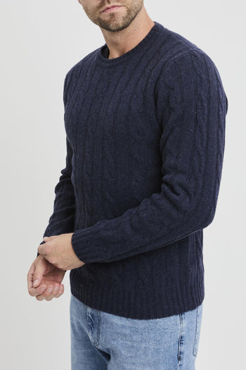 Maglione a girocollo con costa treccia - 5