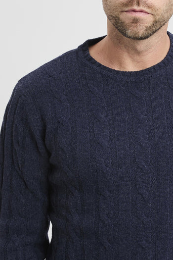 Maglione a girocollo con costa treccia - 7