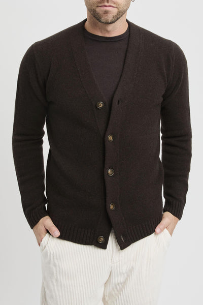 Cardigan con bottoni in lana merino extrafine MORO