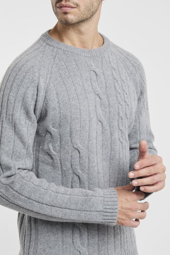 Maglia girocollo in lana merino con trecce - 3