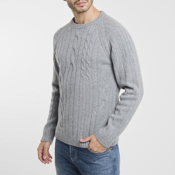 Maglia girocollo in lana merino con trecce - 6