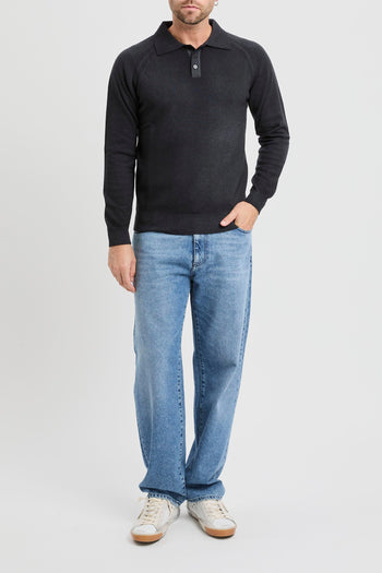 Polo con manica lunga a sella in misto cahmere - 2