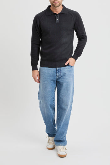 Polo con manica lunga a sella in misto cahmere - 3