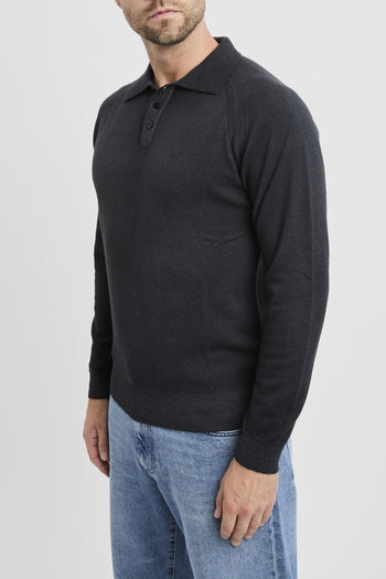Polo con manica lunga a sella in misto cahmere - 4