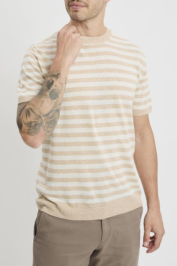 T-shirt a girocollo in misto lino - 2