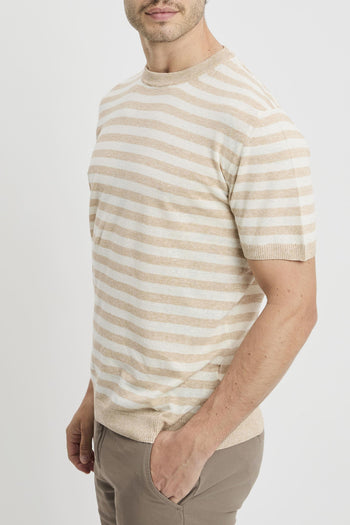 T-shirt a girocollo in misto lino - 3