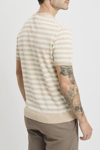 T-shirt a girocollo in misto lino - 4