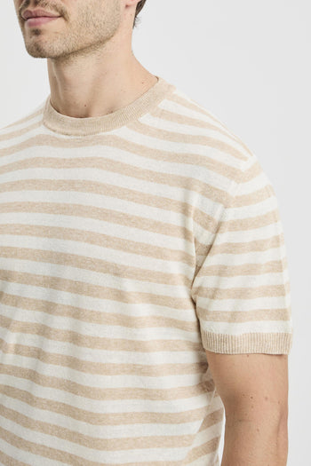 T-shirt a girocollo in misto lino - 5