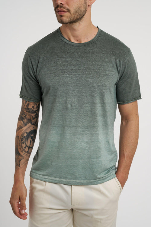 T-shirt in jersey di lino elasticizzato