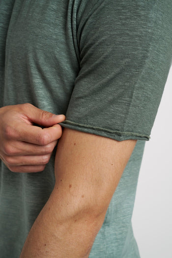 T-shirt in jersey di lino elasticizzato - 5