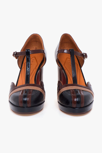 Decolletè aperto ai lati in vernice con T-bar e tacco 70 mm - 5