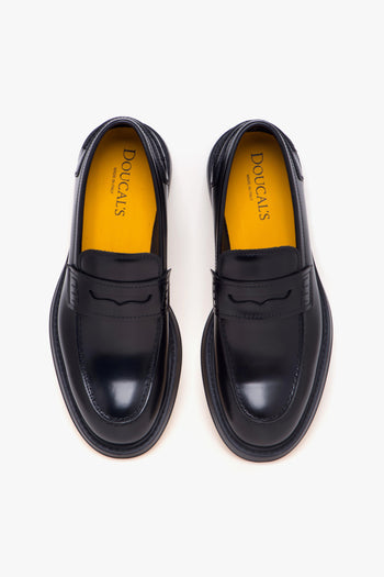 Mocassino penny in pelle spazzolata con suola in gomma - 5