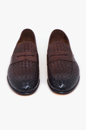 Mocassino in pelle intrecciata anticata - 5