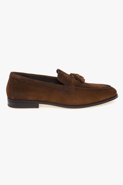 Mocassino tassel in camoscio con suola in gomma