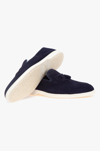 Mocassino tassel in camoscio con fondo gomma - 4