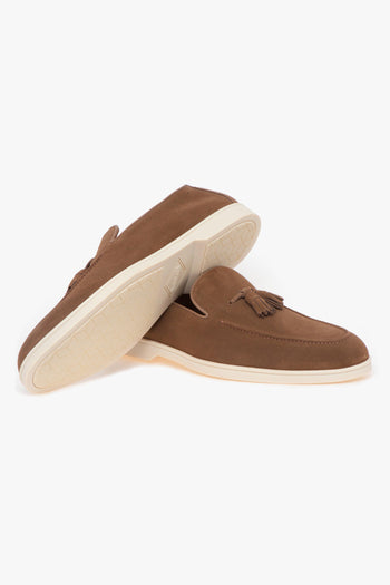 Mocassino tassel in camoscio con fondo gomma - 4