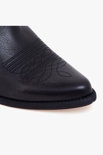 Stivale texano in pelle lavata con ricamo in punta - 4