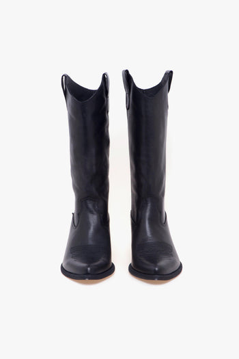 Stivale texano in pelle lavata con ricamo in punta - 5