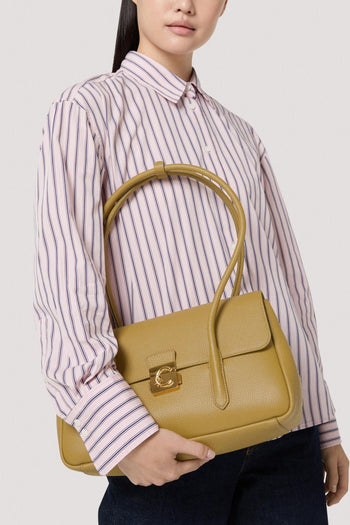 Borsa a spalla C-Me Lock Large in pelle martellata - 5