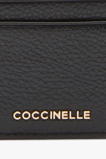 Porta carte di credito in pelle martellata con logo in metallo - 3
