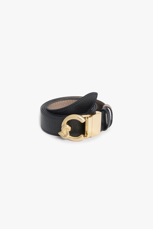 Cintura in pelle martellata con fibbia logo C-Me dorato