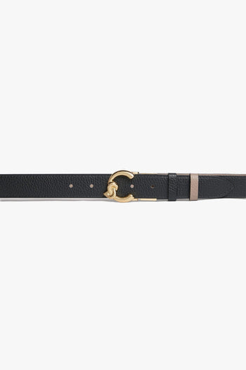 Cintura in pelle martellata con fibbia logo C-Me dorato - 2