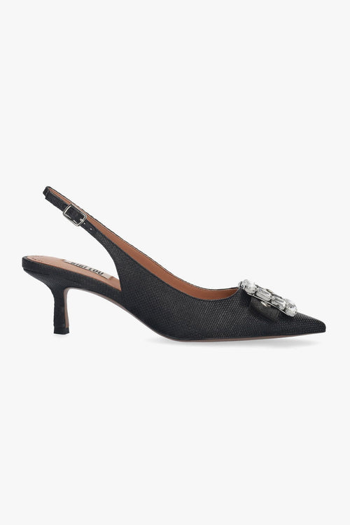 Decolletè slingback in rafia con maxi fibbia