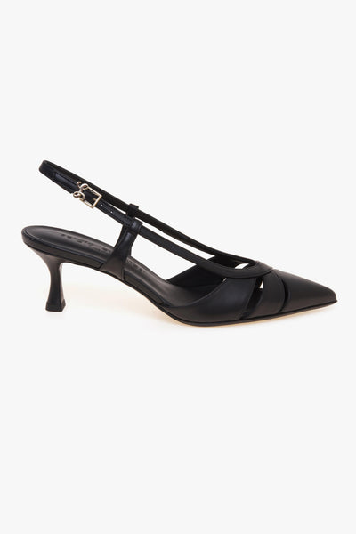 Sling-back in pelle con tacco 50 mm