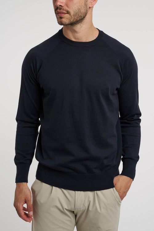 Maglia a girocollo a costa inglese con manica lunga