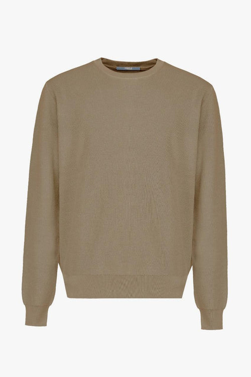 Maglia a girocollo a costa inglese con manica lunga