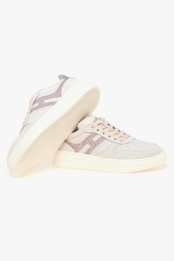 Sneaker H630 basket in pelle e camoscio con glitter - 4
