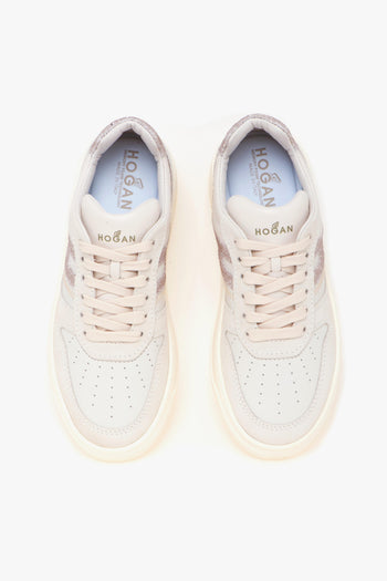 Sneaker H630 basket in pelle e camoscio con glitter - 5