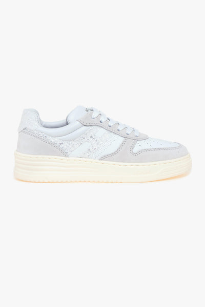 Sneaker H630 basket in pelle e camoscio con glitter