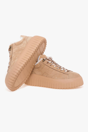 Sneaker H-stripes in nabuck con fodera in vero montone - 4