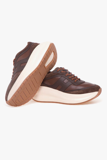Sneaker H696 in pelle e camoscio con suola chuncky - 4