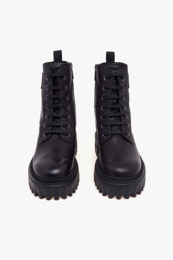 Anfibio in pelle con suola in gomma - 5