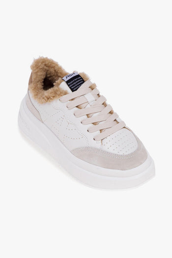 Sneaker in pelle e camoscio con maxi platform - 4