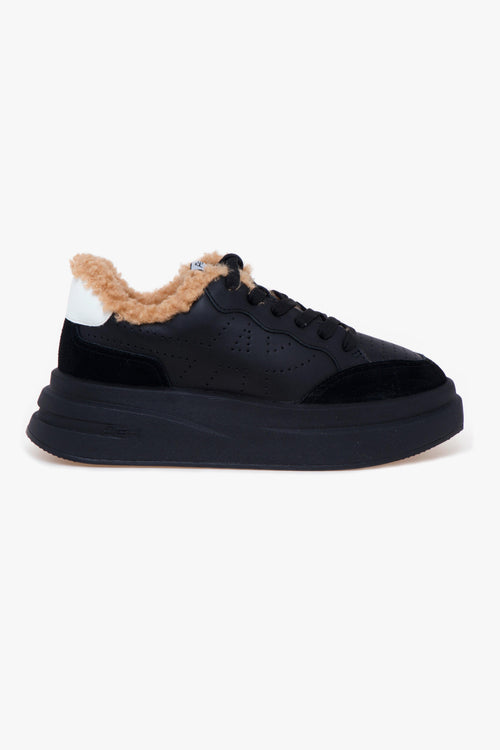 Sneaker in pelle e camoscio con maxi platform NERO