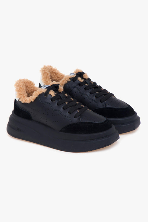 Sneaker in pelle e camoscio con maxi platform NERO - 2