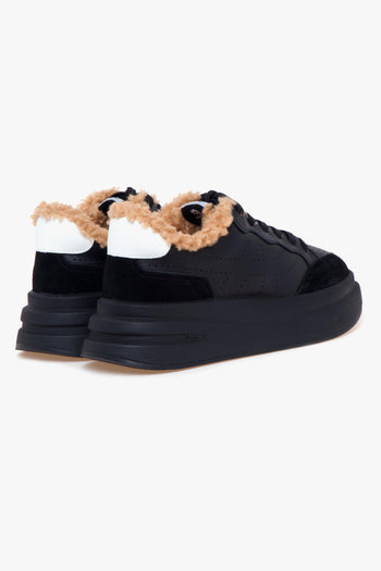 Sneaker in pelle e camoscio con maxi platform NERO - 3