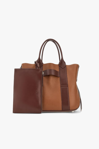 Borsa shopping Script media in pelle martellata - 8