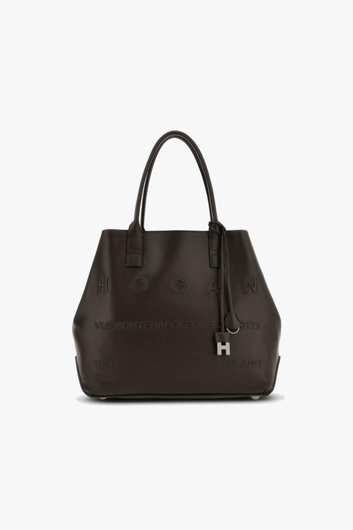 Borsa shopping Script Media in pelle con indirizzo rilievo