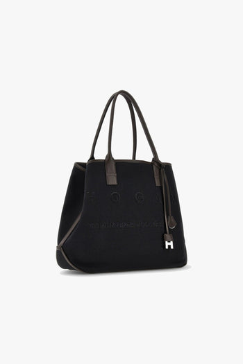 Borsa shopping Script Media in tessuto e pelle con indirizzo rilievo - 2