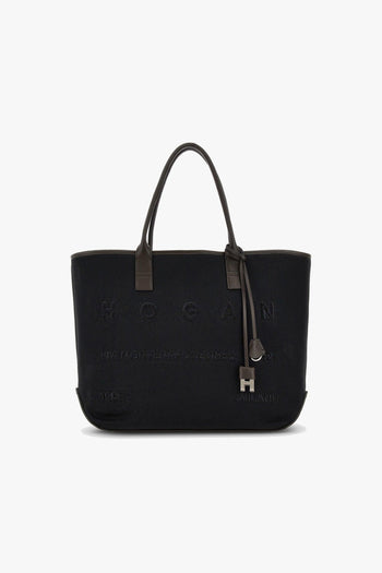 Borsa shopping Script Media in tessuto e pelle con indirizzo rilievo - 6