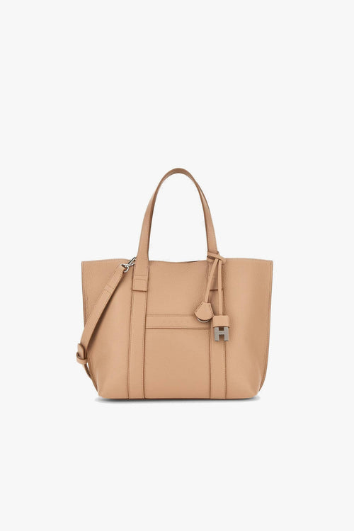Borsa shopping piccola in pelle martellata