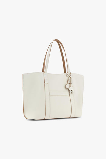 Borsa shopping media in pelle martellata - 2