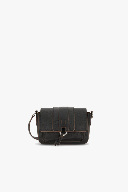 Borsa a spalla/tracolla in pelle martellata con patta