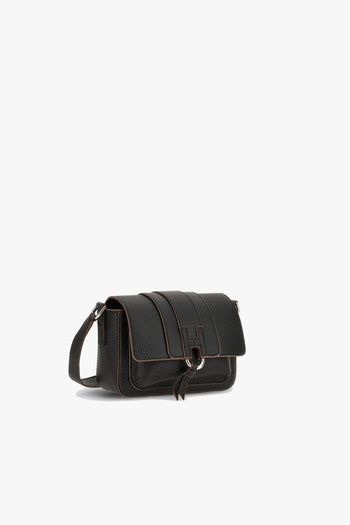 Borsa a spalla/tracolla in pelle martellata con patta - 2