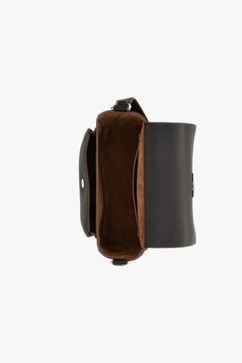 Borsa a spalla/tracolla in pelle martellata con patta - 5