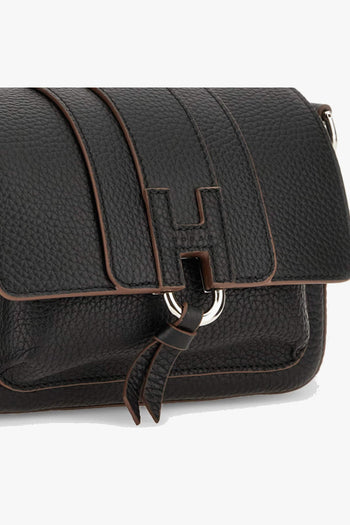 Borsa a spalla/tracolla in pelle martellata con patta - 6